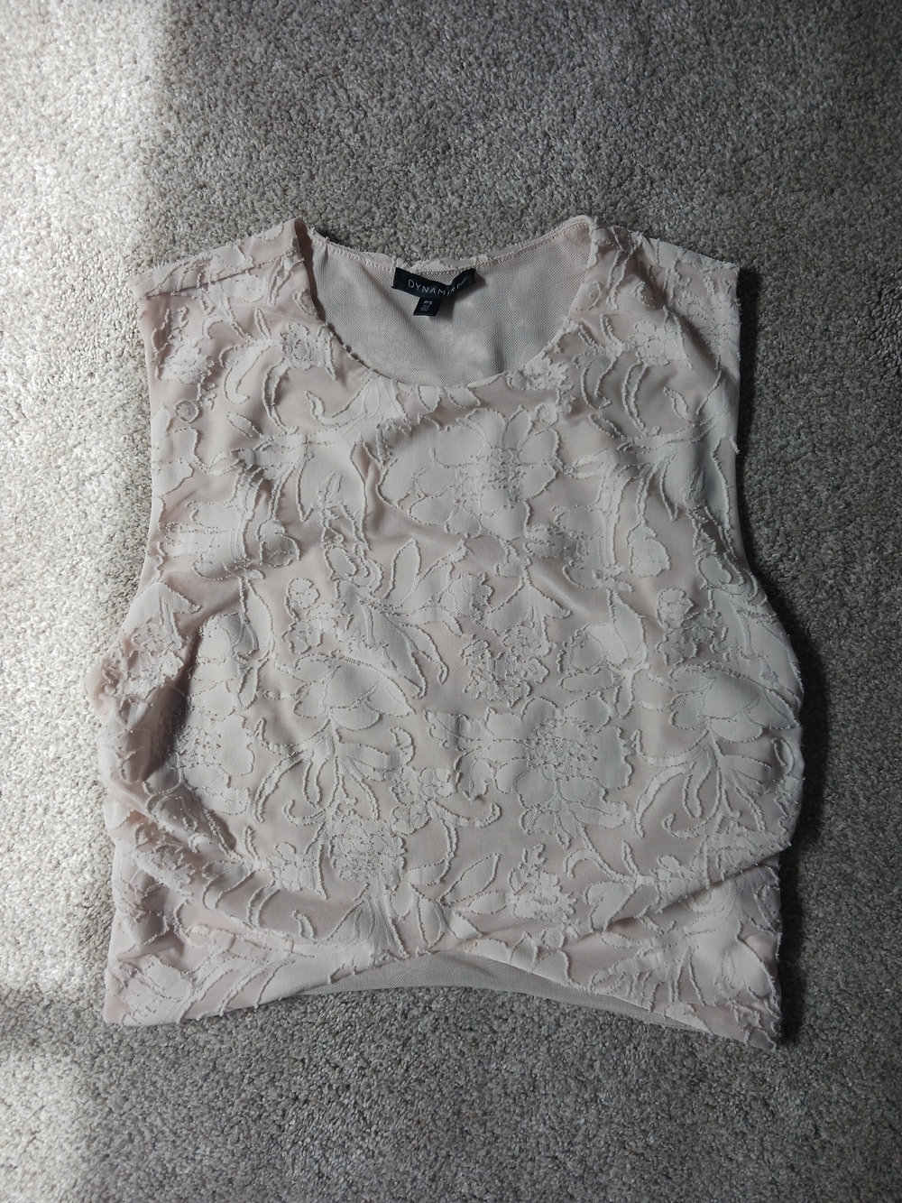 Dynamite Women's Blush Floral Lace Sleeveless Top